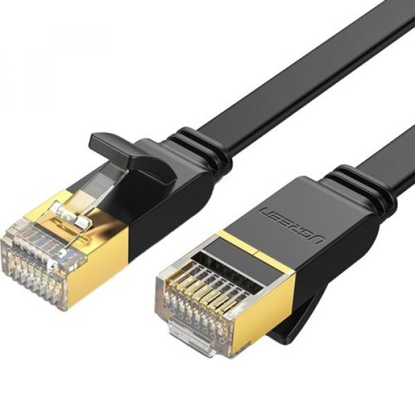 Kabel sieciowy płaski LAN Ethernet Ugreen RJ45 Cat 7 U/FTP, 10 Gbps, 0.5m, czarny