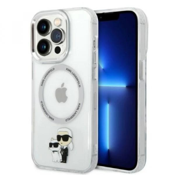 Etui Karl Lagerfeld Hard Case Transparent Iconic Karl & Choupette MagSafe do iPhone 14 Pro, przezroczyste