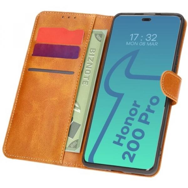 Etui z klapką Bizon Case Pocket do Honor 200 Pro, brązowe