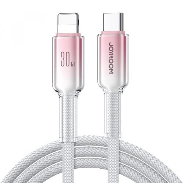 Kabel do ładowania / transmisji danych Joyroom Crystal-Clear Series USB-C do Lightning, 30W PD, 1.2m, biały