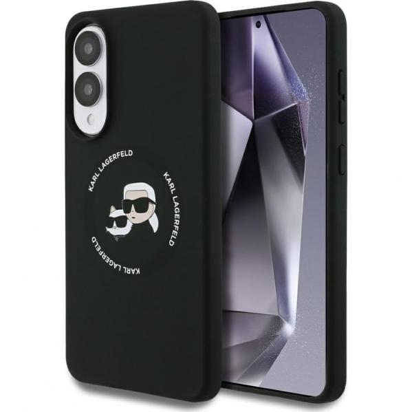 Etui Karl Lagerfeld Hard Case Silicone Karl & Choupette Heads Ring MagSafe do Galaxy S25 Edge, czarne
