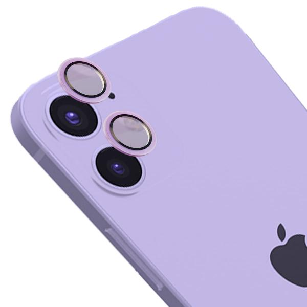 Szkło hartowane na aparat Bizon Glass Snap Lens do iPhone 12/12 Mini/11, 1 zestaw, fioletowa ramka