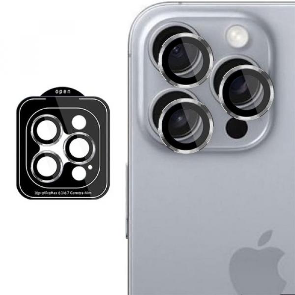 Osłona na aparat 3mk Lens Protection Pro, 1 zestaw dla iPhone 16 Pro Max / 16 Pro, srebrna