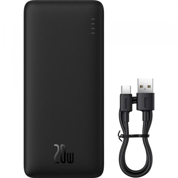 Powerbank Baseus Airpow 20000mAh PD 20W + kabel USB-A / USB-C, czarny