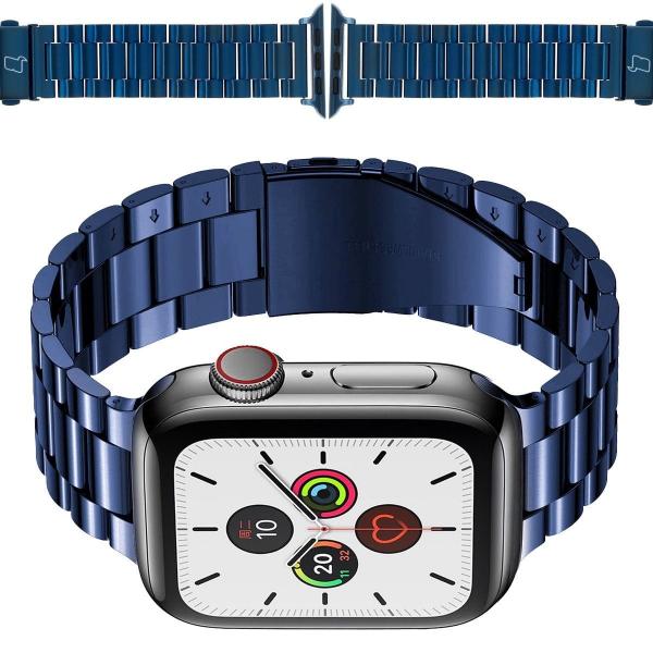 Pasek ze stali nierdzewnej Bizon Strap Watch Aura do Apple Watch 41/40/38 mm, niebieski