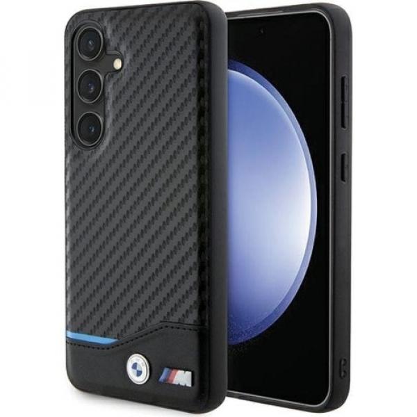 Etui BMW Leather Carbon do Galaxy A55, czarne