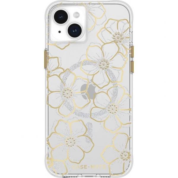 OUTLET: Etui Case-Mate Floral Gems MagSafe do iPhone 15 Plus, złote