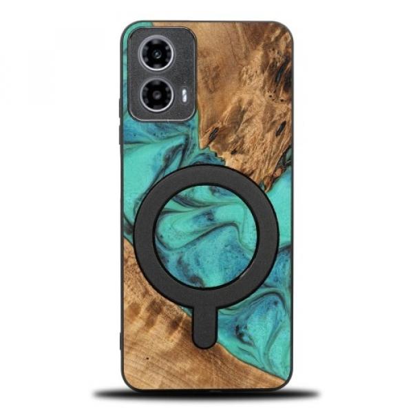 Drewniane etui do Motorola Moto G34 5G, Bewood Unique Turquoise do MagSafe