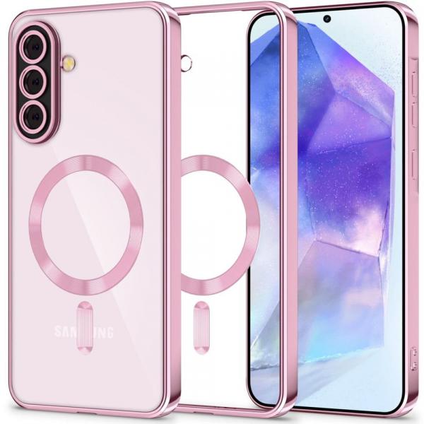 Etui z osłoną aparatu Tech-Protect MagFlex do Galaxy A56 5G do MagSafe, przezroczysto-różowe