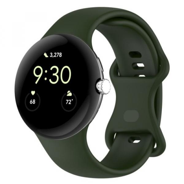 Silikonowy pasek Bizon Strap Watch Silicone do Google Pixel Watch 3 (45mm), ciemnozielony