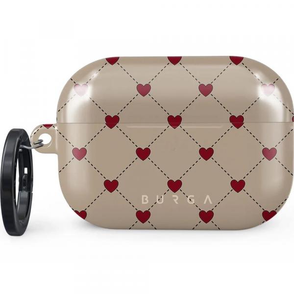 Etui Burga Love Letter do AirPods Pro 2, kremowe z czerwonym akcentem