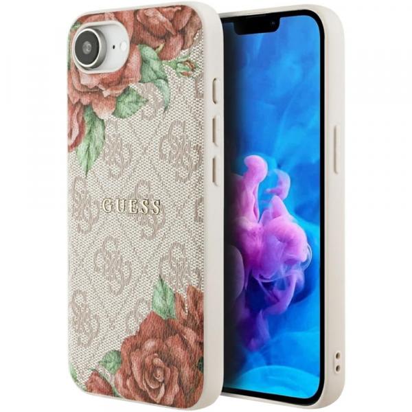 Etui Guess Hardcase 4G Flowers Print MagSafe do iPhone 16e, różowe