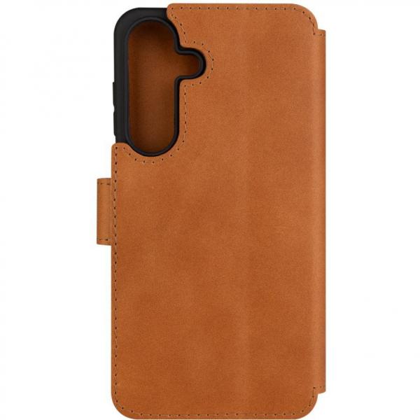 Etui zamykane z naturalnej skóry Fixed ProFit do Galaxy S25 Plus, brązowe