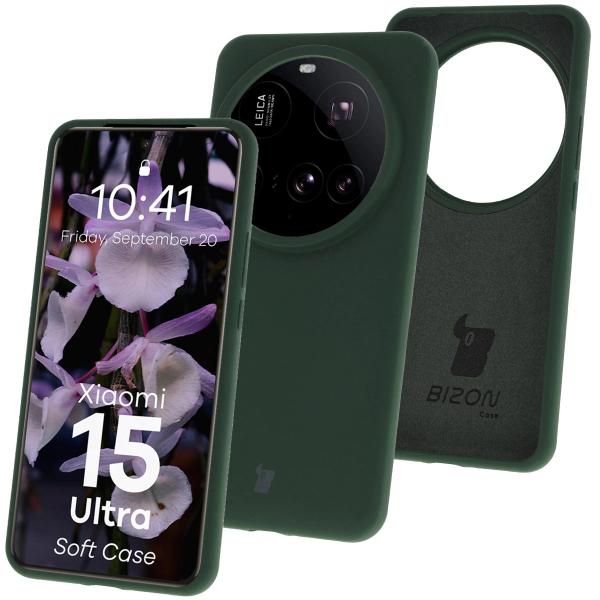 Silikonowe etui Bizon Soft Case do Xiaomi 15 Ultra, ciemnozielone