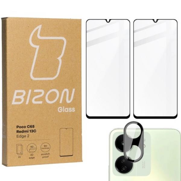 2x Szkło + szybka na aparat BIZON Edge 2 Pack do Redmi 13C/Poco C65