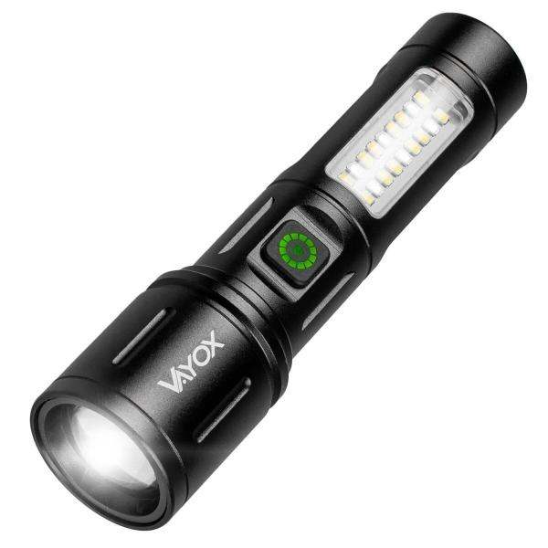 Latarka ze światłem bocznym Vayox VA0181 akumulatorowa 260lm, czarna