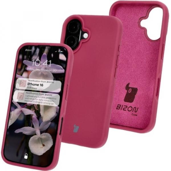 Silikonowe etui Bizon Soft Case do iPhone 16, ciemnofioletowe