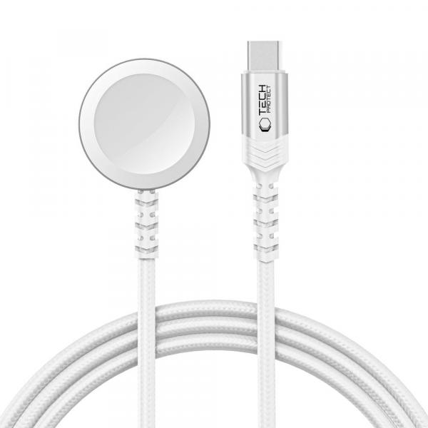 Ładowarka magnetyczna, indukcyjna Tech-Protect UltraBoost MC10 Magnetic do Apple Watch USB-C, 1.2m, biała
