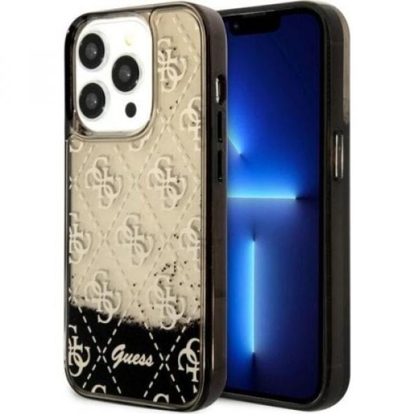 Etui Guess Liquid Glitter 4G Translucent do iPhone 14 Pro, czarne