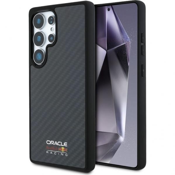 Etui Red Bull Real Carbon Fiber Shiny Logo do MagSafe do Galaxy S25 Ultra, czarne