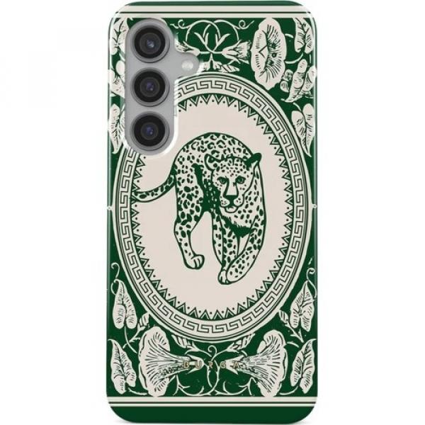 Etui Burga Antique Tough do Galaxy S24 Plus, beżowe z zielonymi wzorami