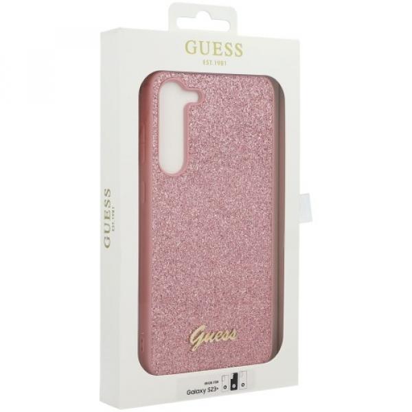 Etui Guess Hardcase Glitter Script do Galaxy S23 Plus 5G, różowe