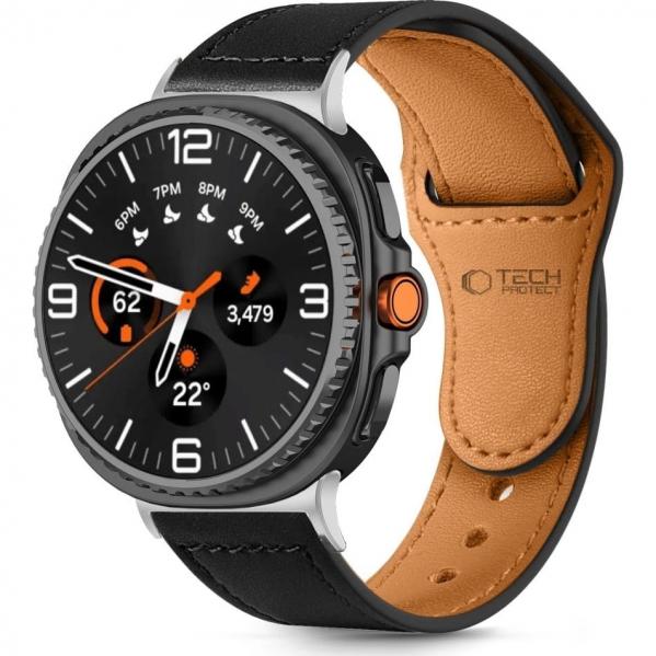 Pasek Tech Protect Leatherfit do Galaxy Watch 8 40 mm / 44 mm / 8 Classic 46 mm, czarny