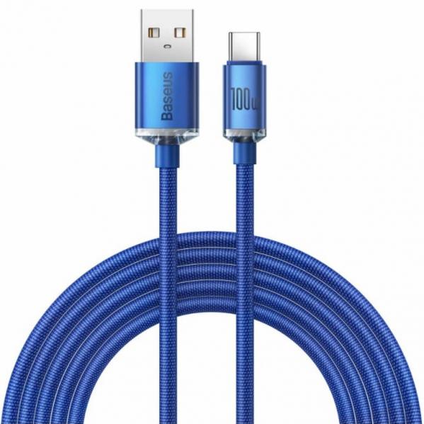 OUTLET: Kabel Baseus Crystal Shine 100W 5A USB-A do USB-C 2m, niebieski