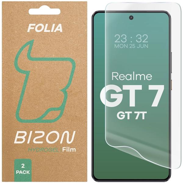 Folia hydrożelowa na ekran Bizon Glass Hydrogel Front do Realme GT 7 / 7T, 2 sztuki