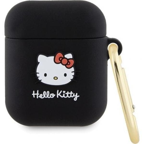 Etui CG Mobile Hello Kitty Silicone 3D Kitty Head do AirPods 1 / 2, czarne
