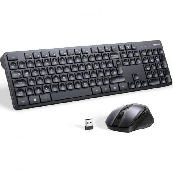 Zestaw klawiatura + myszka bezprzewodowa Ugreen MK006, Bluetooth 5.0, 2.4GHz USB-A, 4K DPI, czarne