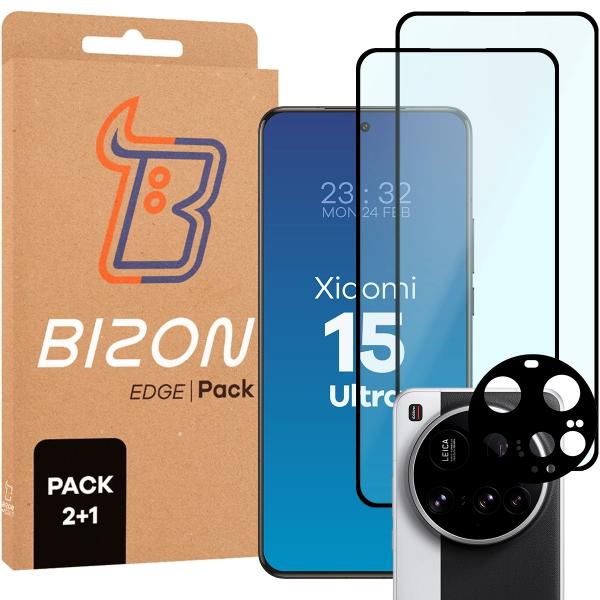 2x Szkło + szybka na aparat Bizon Edge 3D Pack do Xiaomi 15 Ultra