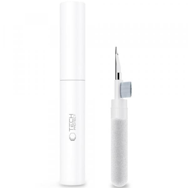 Szczoteczka do czyszczenia słuchawek Tech-Protect CS02 Cleaner Set 3w1, biało-szara