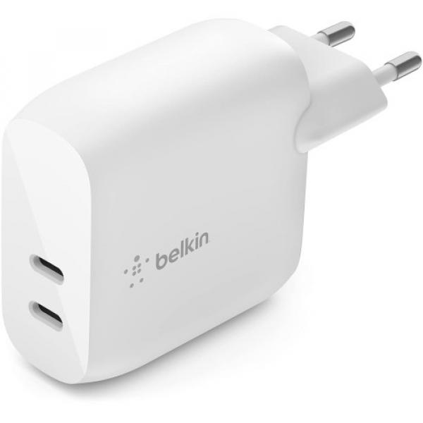 Ładowarka sieciowa Belkin Boost Wall Dual 2x 20W USB-C PD 3.0 40W, biała