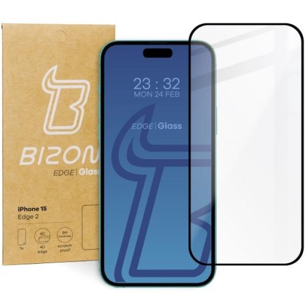 Szkło hartowane Bizon Glass Edge 2 do iPhone 15 / 16, czarne