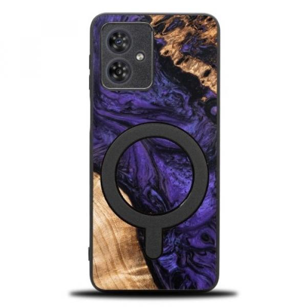 Drewniane etui Bewood Unique - Violet do MagSafe do Motorola Moto G54 5G