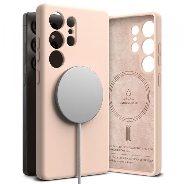 Etui Ringke Silicone Magnetic do MagSafe do Galaxy S25 Ultra, różowe