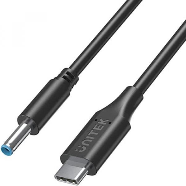 Kabel zasilający do laptopa HP Unitek USB-C do DC (4,5 x 3 mm), PD 65W, 1,8m, czarny