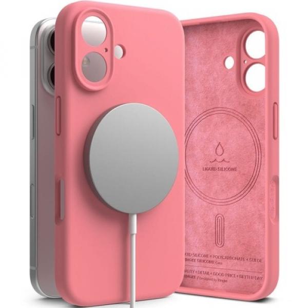 Etui Ringke Silicone Magnetic do MagSafe do iPhone 16, różowe