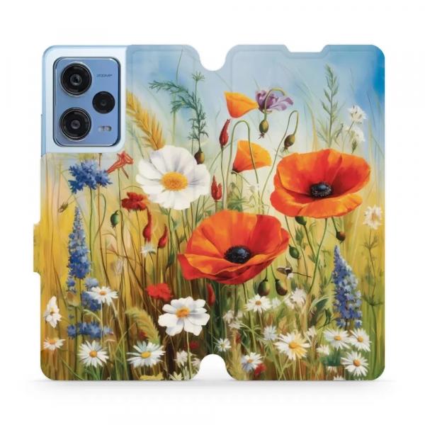 Etui z klapką do Xiaomi Redmi Note 12 Pro 5G, Mobiwear Book, łąkowe kwiaty