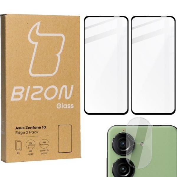 2x Szkło + szybka na aparat BIZON Edge 2 Pack do Asus Zenfone 10