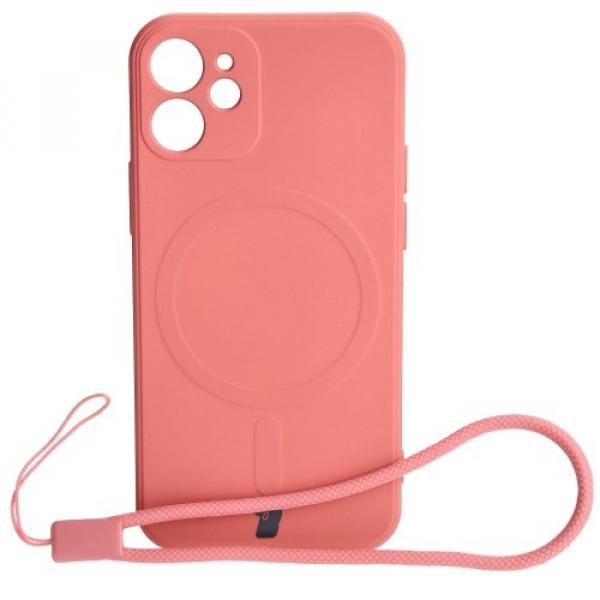 Etui Bizon Case Silicone MagSafe Sq do Apple iPhone 12 Mini, brudny róż