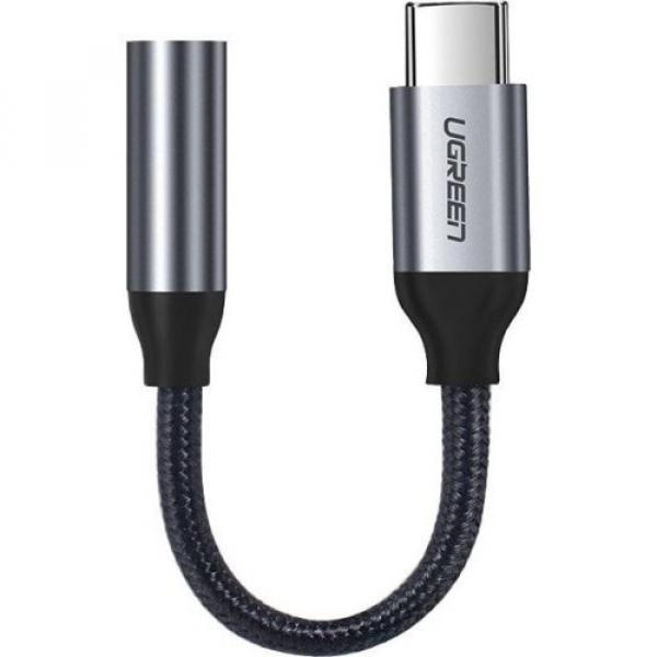 Kabel / adapter Ugreen przejściówka do słuchawek mini jack na USB-C, 10cm, szary