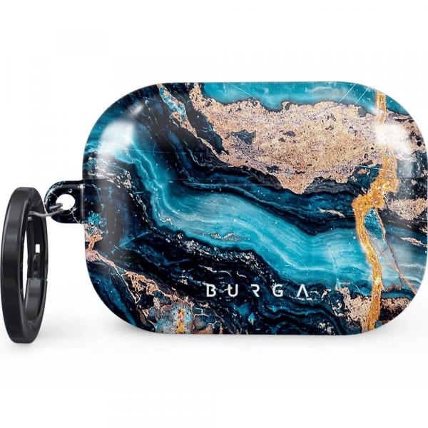 Etui Burga Mystic River do AirPods Pro 2, marmurowe niebiesko-złote