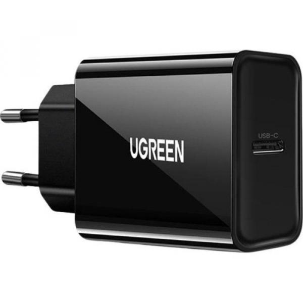 Szybka ładowarka sieciowa do telefonu Ugreen 1x USB-C, PD, QC 4.0, 20W, czarna