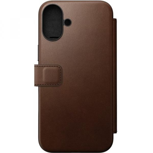 Etui z klapką Nomad Modern Leather Folio do MagSafe, do iPhone 16 Plus, ciemnobrązowe