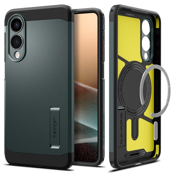 Etui Spigen Tough Armor Mag do MagSafe do Galaxy S25 Edge, zielone