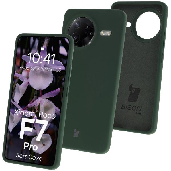 Silikonowe etui Bizon Soft Case do Xiaomi POCO F7 Pro, ciemnozielone