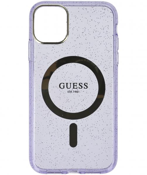 OUTLET: Etui Guess hardcase Glitter Gold MagSafe do iPhone 11 / XR, fioletowe