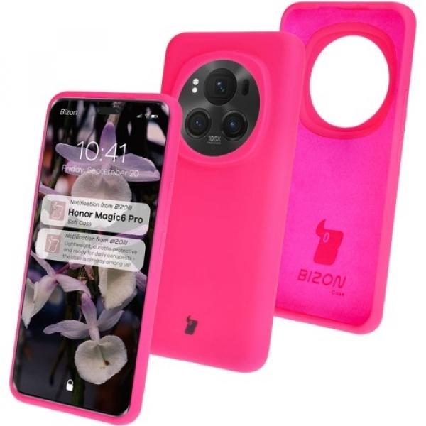 Silikonowe etui Bizon Soft Case do Honor Magic6 Pro, neonowo-różowe